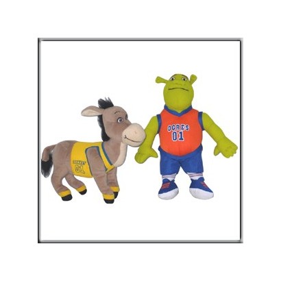 Lot de 2 Peluches Shrek et l'Ane Basketteur